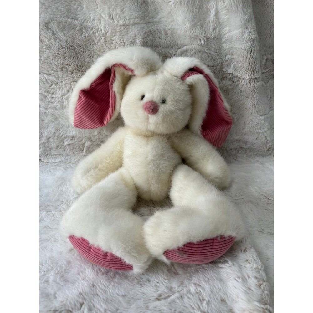 Vintage Russ Breezy Bunny White Rabbit Plush Corduroy Floppy Ears Stuffed Animal
